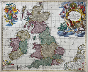 map, old map, antique map, england, scotland, Ireland, UK, united kingdom, verenigd koninkrijk engeland, schotland, ierland, visscher, oude kaart, antieke kaart, gravure