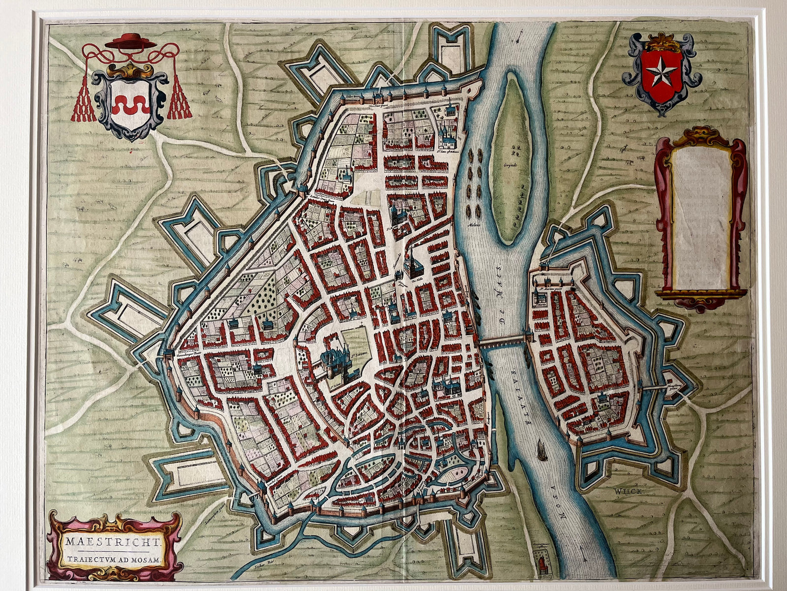 old map, antique map, oude kaart, plattegrond, maastricht, limburg, mosam, maestricht, blaeu, townplan, kaart maastricht, antieke kaart, nederland, dutch, wyck, maas, vrijthof, servaas, 