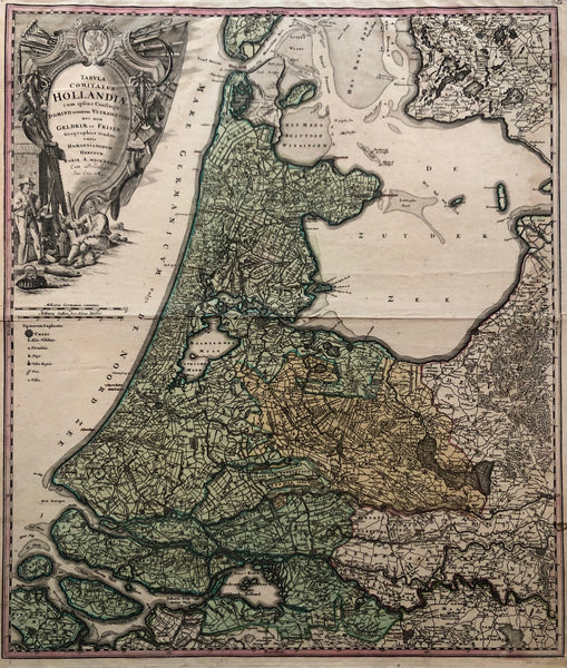  Holland, map, antique map, Homann, engraving gravure, kaart, oude kaart, holland, noord holland, antieke kaart