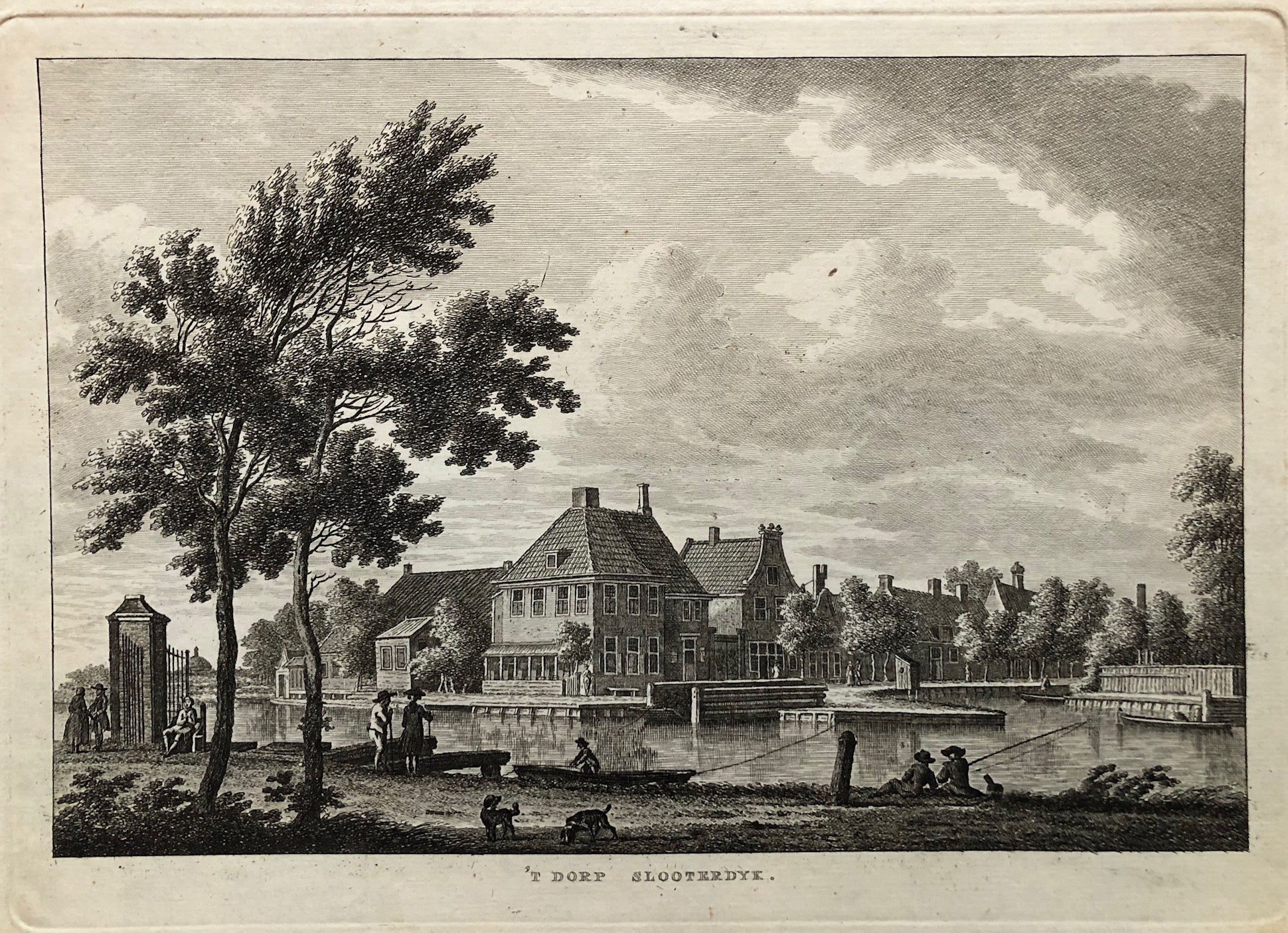  't Dorp Slooterdyk' . Nice engraving by Bendorp after J. Bulthuis from 1763 of this small village just outside of Amsterdam.